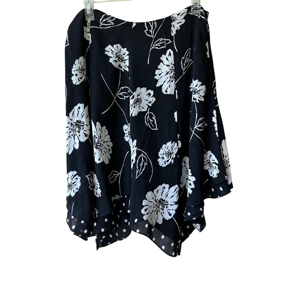 Jones New York Y2K Vintage Silk Skirt Floral Black 10 Fairy Grunge Whimsigoth